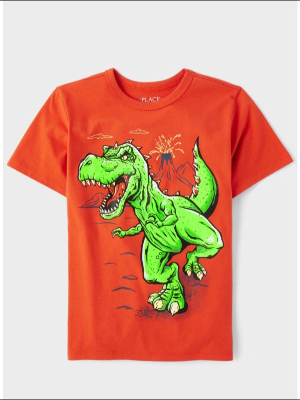 The Children's Place Bright Orange Tee with Neon Green T‑Rex